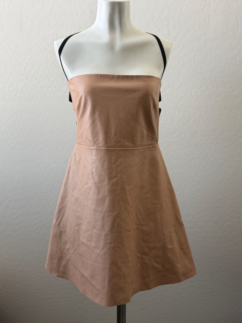 Mason Tan Lambskin Leather Strapless Mini Dress sz 4